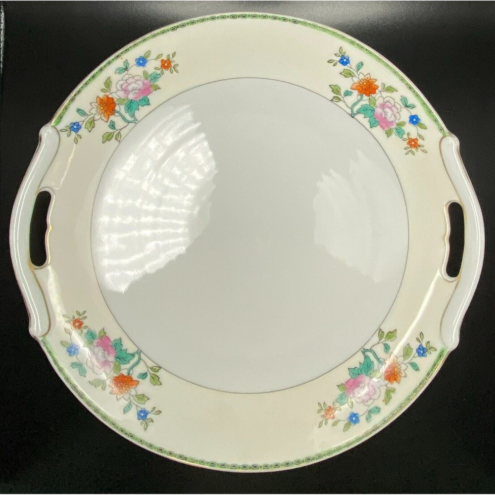 Hand Painted China Plate With Handles by Meito Japan VINTAGE